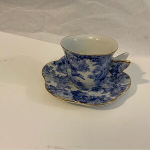 A Special Place Roses blue  Cup And Saucer With A Butterfly Handle A3